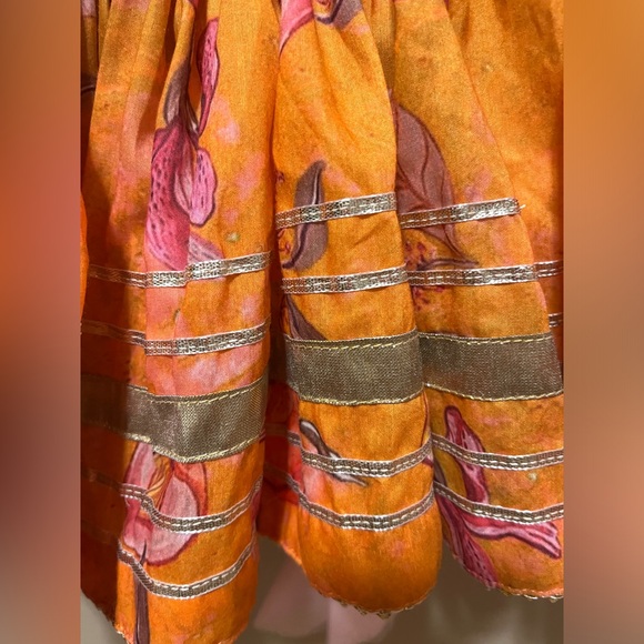 RARE Lil Glam - Orange Floral Printed & Lace Detailing Peplum Top - Size 1-2 - Picture 9 of 9